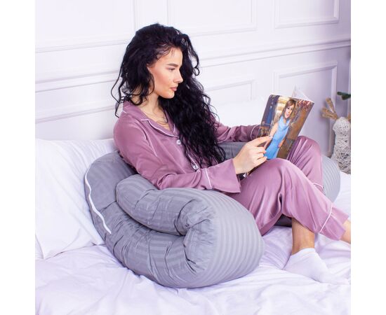 Подушка MirSon для беременных и отдыха Satin Stripe №8027 U-образная Light Gray (2200006178651), изображение 5