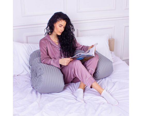Подушка MirSon для беременных и отдыха Satin Stripe №8027 U-образная Light Gray (2200006178651), изображение 6