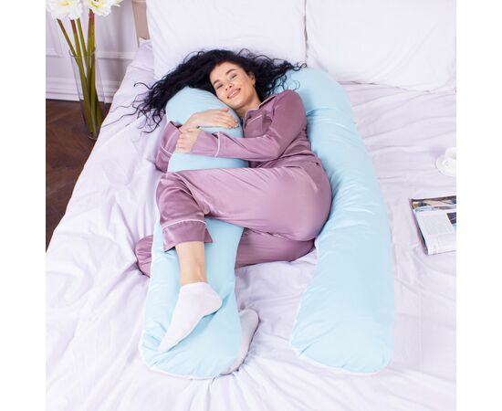 Подушка MirSon для беременных и отдыха Eco Line №8031 U-образная White-Blue (2200006185062), изображение 2 Подушка MirSon для беременных и отдыха Eco Line №8031 U-образная White-Blue (2200006185062), изображение 2