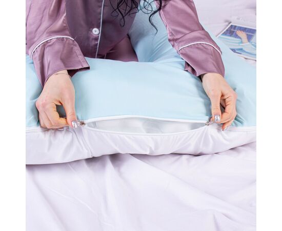 Подушка MirSon для беременных и отдыха Eco Line №8031 U-образная White-Blue (2200006185062), изображение 8 Подушка MirSon для беременных и отдыха Eco Line №8031 U-образная White-Blue (2200006185062), изображение 8