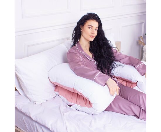 Подушка MirSon для беременных и отдыха Eco Line №8032 U-образная White-Coral (2200006185079), изображение 5 Подушка MirSon для беременных и отдыха Eco Line №8032 U-образная White-Coral (2200006185079), изображение 5