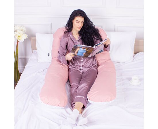 Подушка MirSon для беременных и отдыха Eco Line №8032 U-образная White-Coral (2200006185079), изображение 7 Подушка MirSon для беременных и отдыха Eco Line №8032 U-образная White-Coral (2200006185079), изображение 7