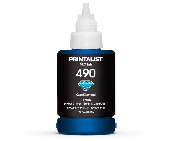 Чернила Printalist Canon GI-490 для G1400/G2400/G3400 140г Cyan (PL490C), изображение 2 Чернила Printalist Canon GI-490 для G1400/G2400/G3400 140г Cyan (PL490C), изображение 2