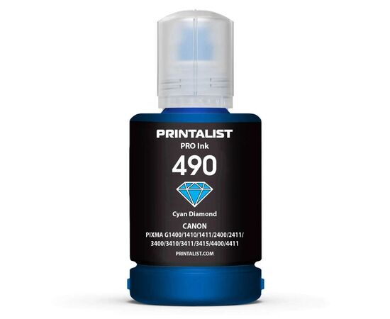 Чорнило Printalist Canon GI-490 для G1400/G2400/G3400 140г Cyan (PL490C)