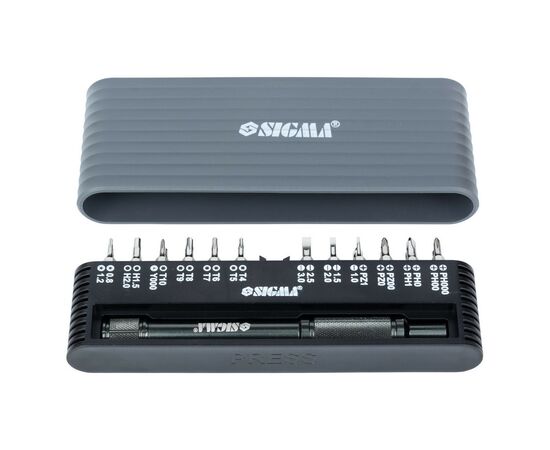 Отвертка Sigma c битами 1/4" 24шт CrV для мобильных телефонов (пласт кейс) (4003251)