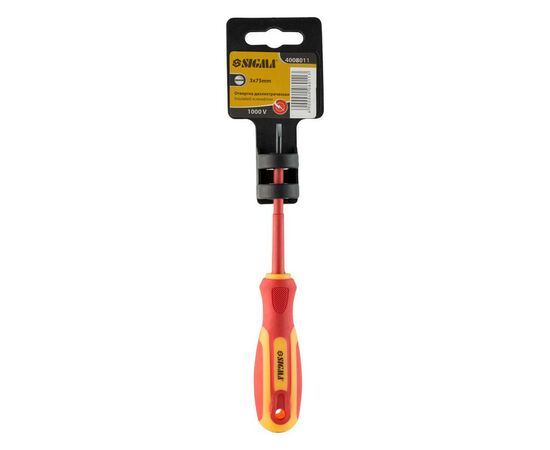 Отвертка Sigma диэлектрическая шлицевая SL3.0x75мм 1000В СrV (4008011), изображение 6