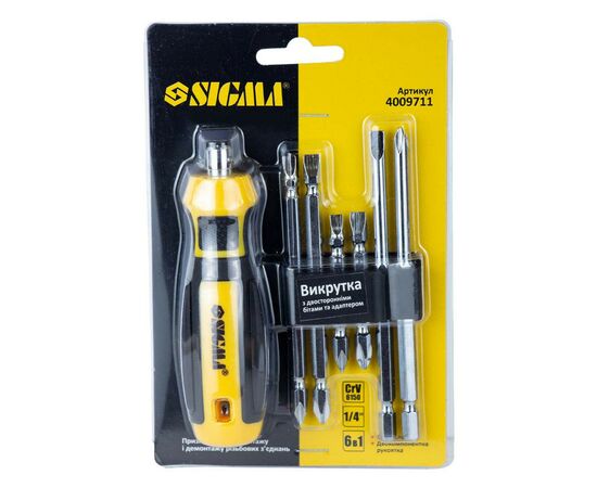 Отвертка Sigma с двухсторонними битами 6в1 + адаптер CrV Mega (4009711), изображение 7 Отвертка Sigma с двухсторонними битами 6в1 + адаптер CrV Mega (4009711), изображение 7