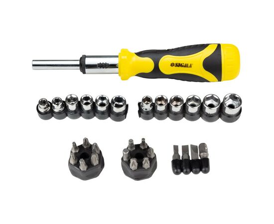 Отвертка Sigma с реверсом + насадки торцевые 1/4” 27шт CrV (4002121), изображение 2