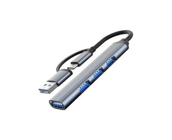 Концентратор Dynamode USB Type-C/Type-A to 1хUSB3.0, 3xUSB 2.0 metal (DM-UH-312AC)