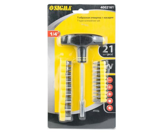 Отвертка Sigma с Т-образной ручкой и насадками 21шт CrV (4002161), изображение 8 Отвертка Sigma с Т-образной ручкой и насадками 21шт CrV (4002161), изображение 8