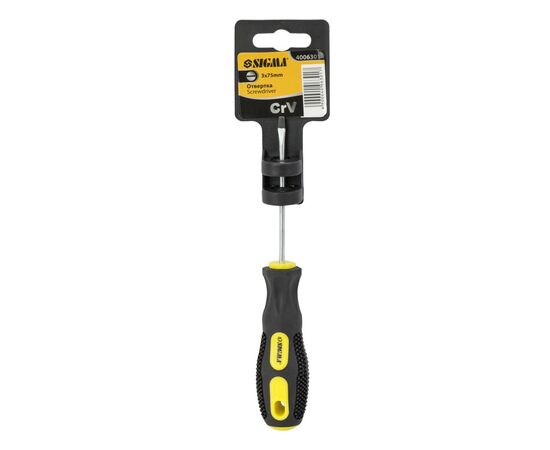 Отвертка Sigma шлицевая SL3.0x75мм CrV (4006301), изображение 2 Отвертка Sigma шлицевая SL3.0x75мм CrV (4006301), изображение 2
