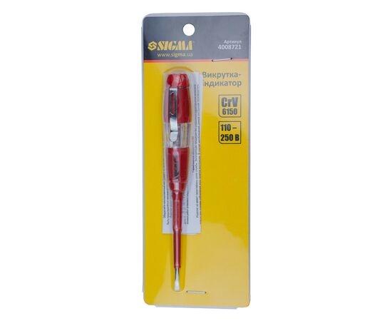 Отвертка Sigma с индикатором напряжения SL 3.0x140мм 110-250В (4008721), изображение 3 Отвертка Sigma с индикатором напряжения SL 3.0x140мм 110-250В (4008721), изображение 3