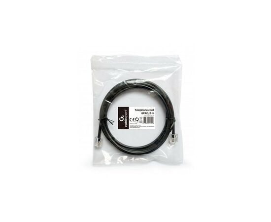 Патч-корд телефонний 2м RJ11 (6P4C) black Cablexpert (TC6P4CR-2M), зображення 2 Патч-корд телефонний 2м RJ11 (6P4C) black Cablexpert (TC6P4CR-2M), зображення 2
