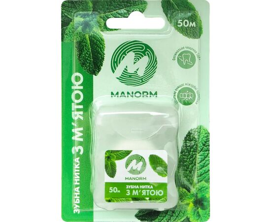 Зубная нить Manorm Из нейлона с мятой 50 м (6974627760194)