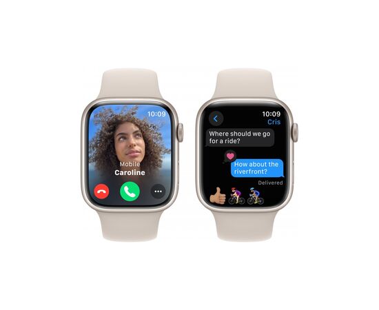 Смарт-годинник Apple Watch Series 9 GPS 45mm Starlight Aluminium Case with Starlight Sport Band - S/M (MR963QP/A), зображення 6