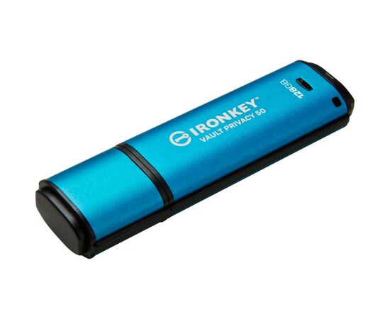 USB флеш накопитель Kingston 128GB IronKey Vault Privacy 50 Blue USB 3.2 (IKVP50/128GB), изображение 2 USB флеш накопитель Kingston 128GB IronKey Vault Privacy 50 Blue USB 3.2 (IKVP50/128GB), изображение 2