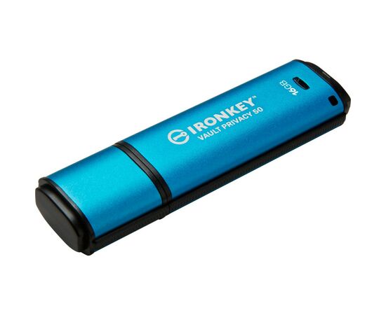 USB флеш накопитель Kingston 16GB IronKey Vault Privacy 50 Blue USB 3.2 (IKVP50/16GB), изображение 2 USB флеш накопитель Kingston 16GB IronKey Vault Privacy 50 Blue USB 3.2 (IKVP50/16GB), изображение 2