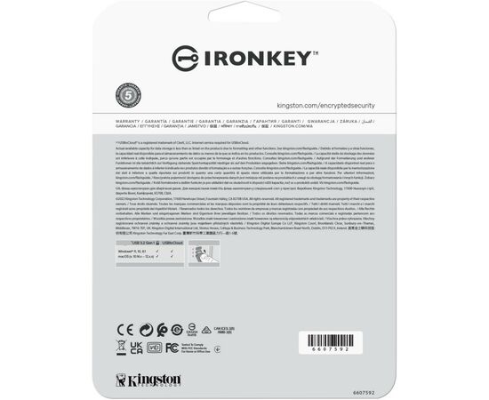 USB флеш накопитель Kingston 64GB IronKey Locker Plus 50 AES Encrypted USB 3.2 (IKLP50/64GB), изображение 6 USB флеш накопитель Kingston 64GB IronKey Locker Plus 50 AES Encrypted USB 3.2 (IKLP50/64GB), изображение 6