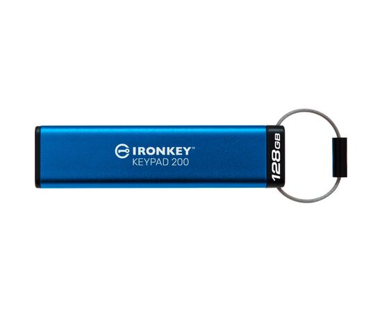USB флеш накопитель Kingston 128GB IronKey Keypad 200 AES-256 Encrypted Blue USB 3.2 (IKKP200/128GB), изображение 5 USB флеш накопитель Kingston 128GB IronKey Keypad 200 AES-256 Encrypted Blue USB 3.2 (IKKP200/128GB), изображение 5