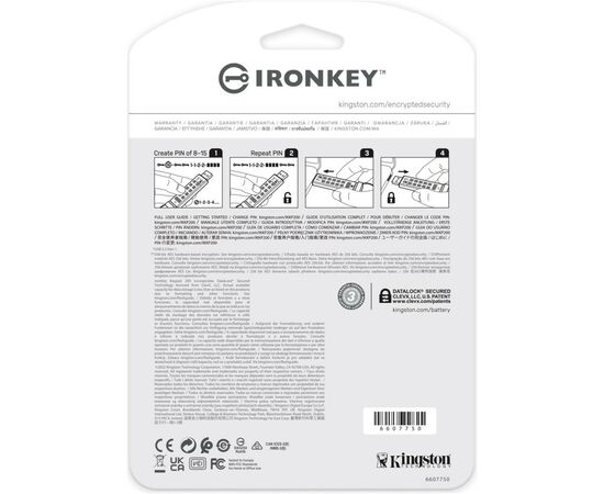 USB флеш накопитель Kingston 128GB IronKey Keypad 200 AES-256 Encrypted Blue USB 3.2 (IKKP200/128GB), изображение 7 USB флеш накопитель Kingston 128GB IronKey Keypad 200 AES-256 Encrypted Blue USB 3.2 (IKKP200/128GB), изображение 7