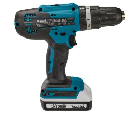Шуруповерт Makita с ударом, 18V G-Series, 2x2Ah, кейс, 42/24Нм (HP488D006), изображение 2 Шуруповерт Makita с ударом, 18V G-Series, 2x2Ah, кейс, 42/24Нм (HP488D006), изображение 2