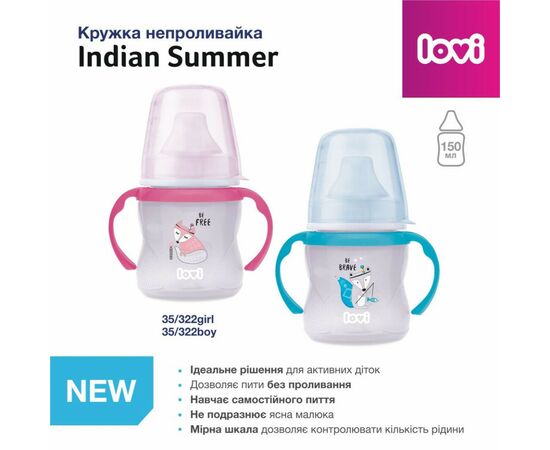 Поильник-непроливайка Lovi Indian Summer Boy 150 мл голубой (35/322boy), изображение 3 Поильник-непроливайка Lovi Indian Summer Boy 150 мл голубой (35/322boy), изображение 3