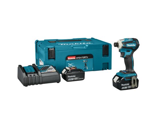 Шуруповерт Makita LXT, 18V, 2x5Ah, 180Нм, MakPac (DTD172RTJ)