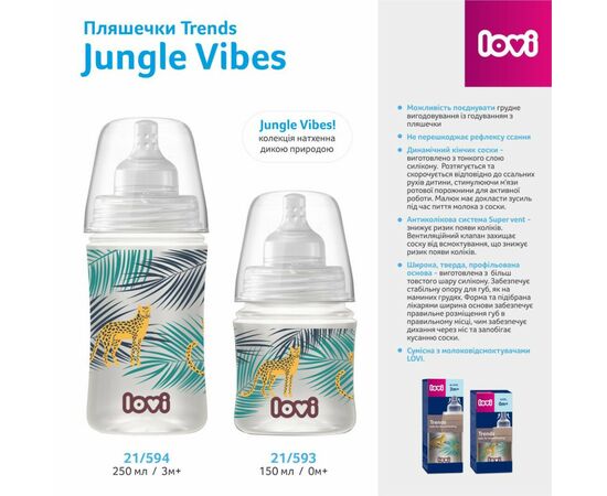 Бутылочка для кормления Lovi Trends 250 мл - Jungle Vibes (21/594), изображение 2 Бутылочка для кормления Lovi Trends 250 мл - Jungle Vibes (21/594), изображение 2