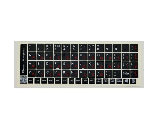 Наклейка на клавіатуру BestKey непрозора чорна, 68, червоний (BK13RED/025)