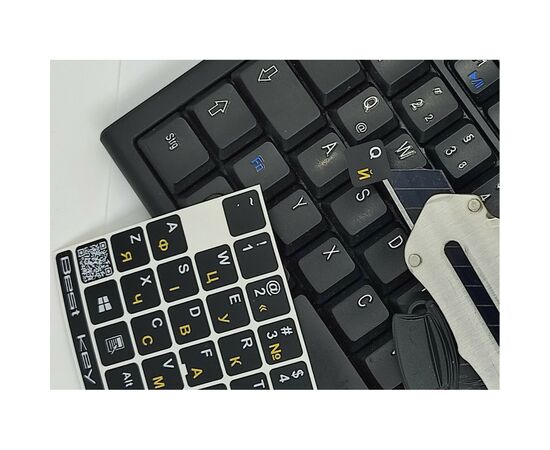 Наклейка на клавиатуру BestKey непрозрачная чорная, 76, желтый (BKU13YEL/012), изображение 3