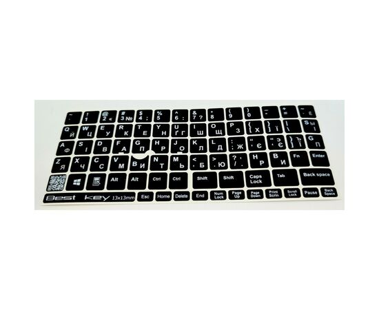 Наклейка на клавиатуру BestKey непрозрачная чорная, 76, серебристый (BKU13SIL/011), изображение 2 Наклейка на клавиатуру BestKey непрозрачная чорная, 76, серебристый (BKU13SIL/011), изображение 2