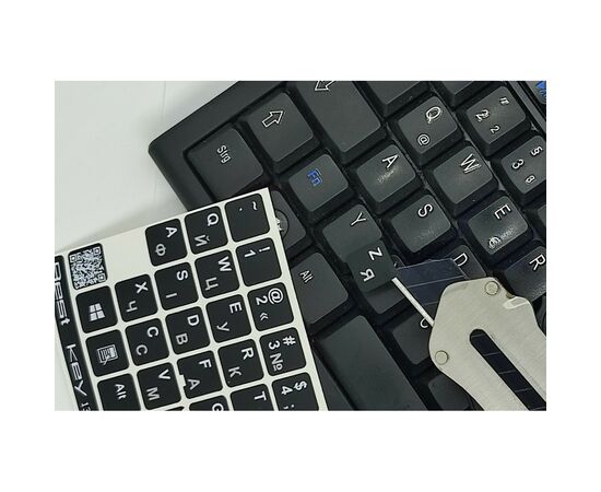 Наклейка на клавиатуру BestKey непрозрачная чорная, 76, серебристый (BKU13SIL/011), изображение 3 Наклейка на клавиатуру BestKey непрозрачная чорная, 76, серебристый (BKU13SIL/011), изображение 3