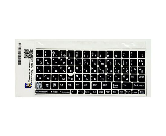 Наклейка на клавіатуру BestKey непрозора чорна, 76, білий (BKU13WHI/015)
