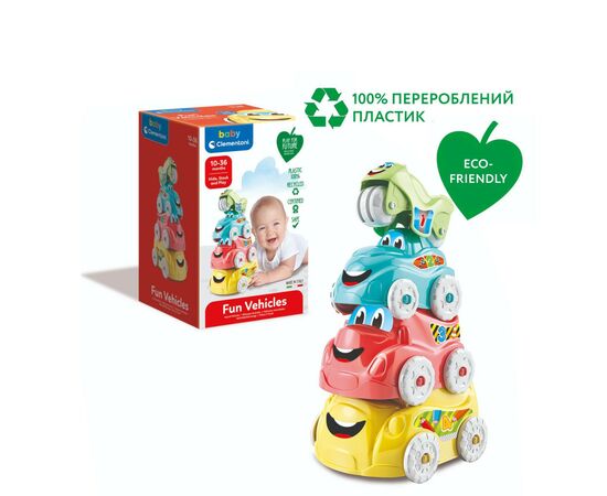 Развивающая игрушка Clementoni пирамидка Fun Vehicles (17111), изображение 7 Развивающая игрушка Clementoni пирамидка Fun Vehicles (17111), изображение 7