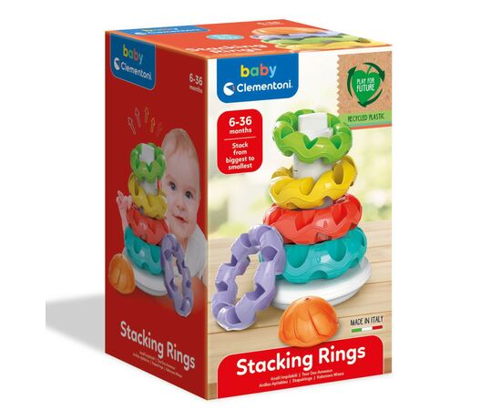 Развивающая игрушка Clementoni пирамидка Stacking Rings (17103), изображение 3 Развивающая игрушка Clementoni пирамидка Stacking Rings (17103), изображение 3