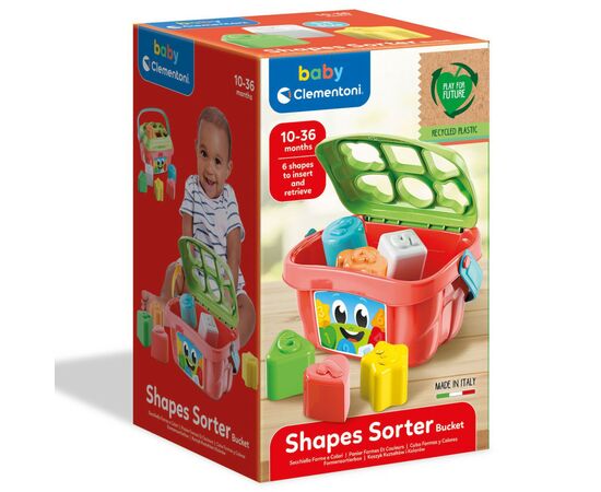 Развивающая игрушка Clementoni сортер Shapes Sorter Bucket (17106), изображение 3 Развивающая игрушка Clementoni сортер Shapes Sorter Bucket (17106), изображение 3