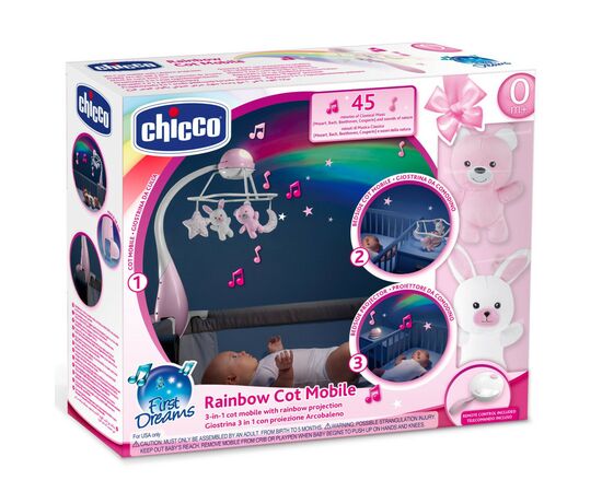 Мобиль Chicco проектор на кроватку 3 в 1 "Радуга" розовый (11041.10), изображение 2 Мобиль Chicco проектор на кроватку 3 в 1 "Радуга" розовый (11041.10), изображение 2
