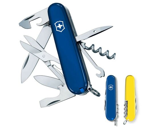 Нож Victorinox Climber Ukraine Синьо-жовтий (1.3703.2.8), изображение 2 Нож Victorinox Climber Ukraine Синьо-жовтий (1.3703.2.8), изображение 2