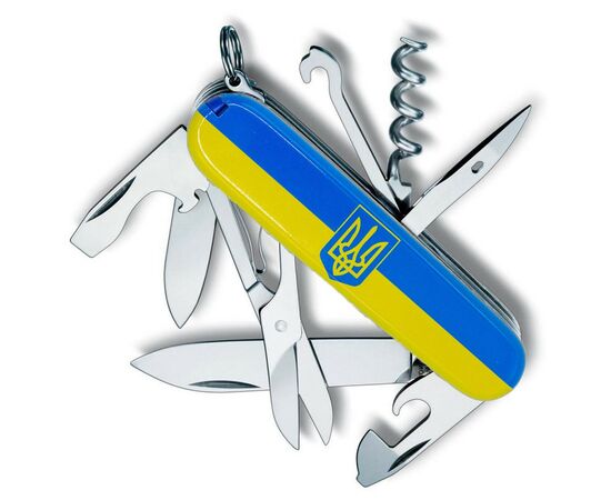 Нож Victorinox Climber Ukraine Герб на прапорі (1.3703.3_T3040p), изображение 2 Нож Victorinox Climber Ukraine Герб на прапорі (1.3703.3_T3040p), изображение 2