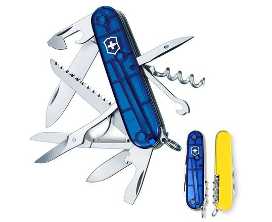 Нож Victorinox Huntsman Ukraine 91 мм Синьо-прозорий/Жовтий (1.3713.T2.8), изображение 2