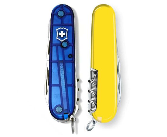 Нож Victorinox Huntsman Ukraine 91 мм Синьо-прозорий/Жовтий (1.3713.T2.8), изображение 6