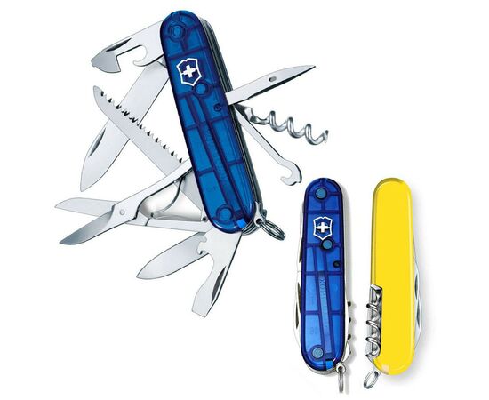 Нож Victorinox Huntsman Ukraine 91 мм Синьо-прозорий/Жовтий (1.3713.T2.8)