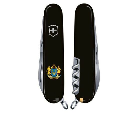 Нож Victorinox Huntsman Ukraine 91 мм Чорний Великий Герб України (1.3713.3_T0400u), изображение 2