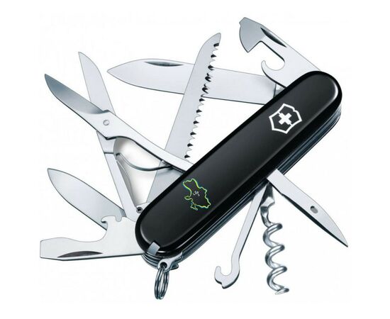 Ніж Victorinox Huntsman Ukraine 91 мм Чорний Межі України + Дім (1.3713.3_T1290u)
