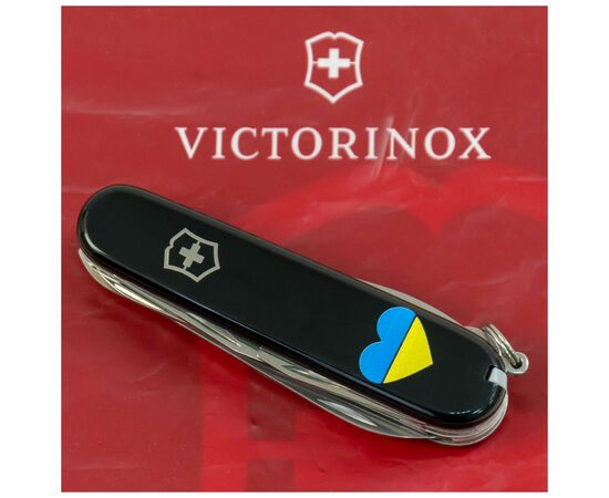 Нож Victorinox Huntsman Ukraine 91 мм Чорний Серце синьо-жовте (1.3713.3_T1090u), изображение 2