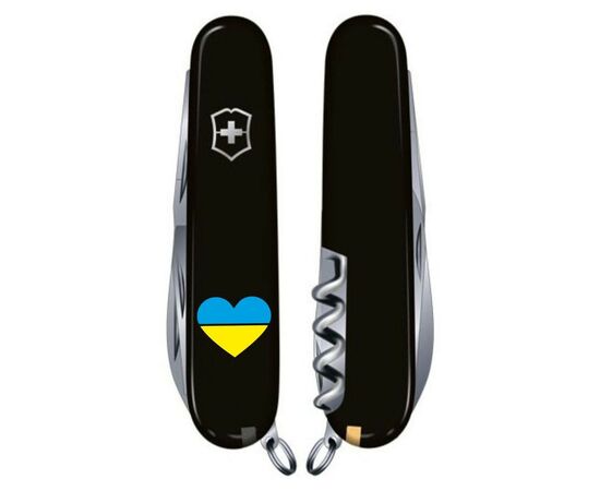 Нож Victorinox Huntsman Ukraine 91 мм Чорний Серце синьо-жовте (1.3713.3_T1090u), изображение 3