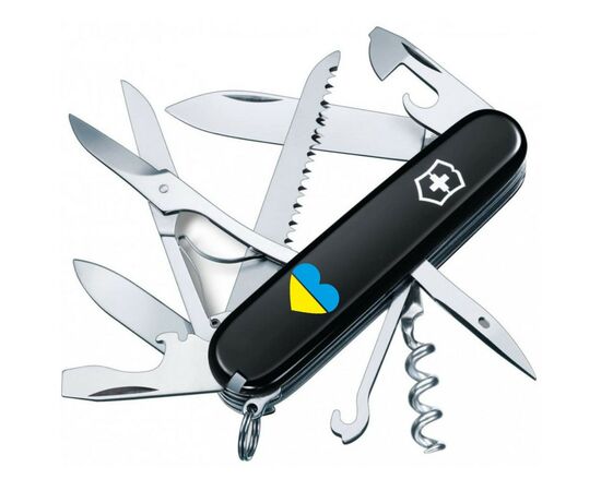 Ніж Victorinox Huntsman Ukraine 91 мм Чорний Серце синьо-жовте (1.3713.3_T1090u)