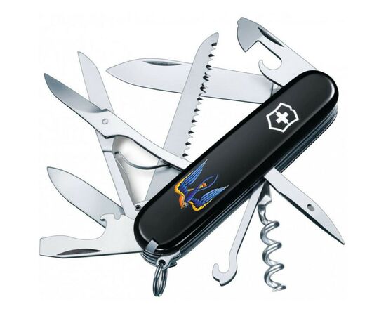 Нож Victorinox Huntsman Ukraine 91 мм Чорний Тризуб-Ластівка (1.3713.3_T1230u)