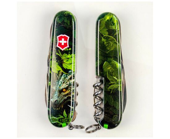 Нож Victorinox Huntsman Zodiac 91 мм Зелений дерев'яний дракон (1.3713.3_Z3240p), изображение 12