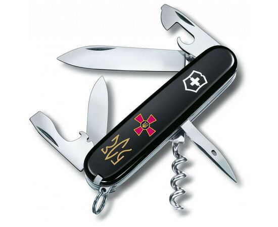 Нож Victorinox Spartan Army 91 мм Чорний Емблема ЗСУ + Тризуб ЗСУ (1.3603.3_W1015u)